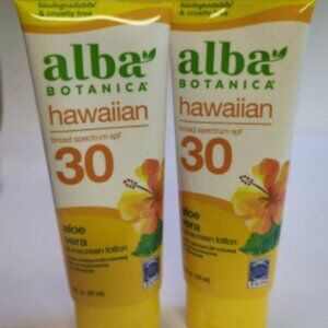 Alba Botanica Hawaiian Sunscreen 2pak Lotion, SPF 30, Aloe Vera, 3 Oz